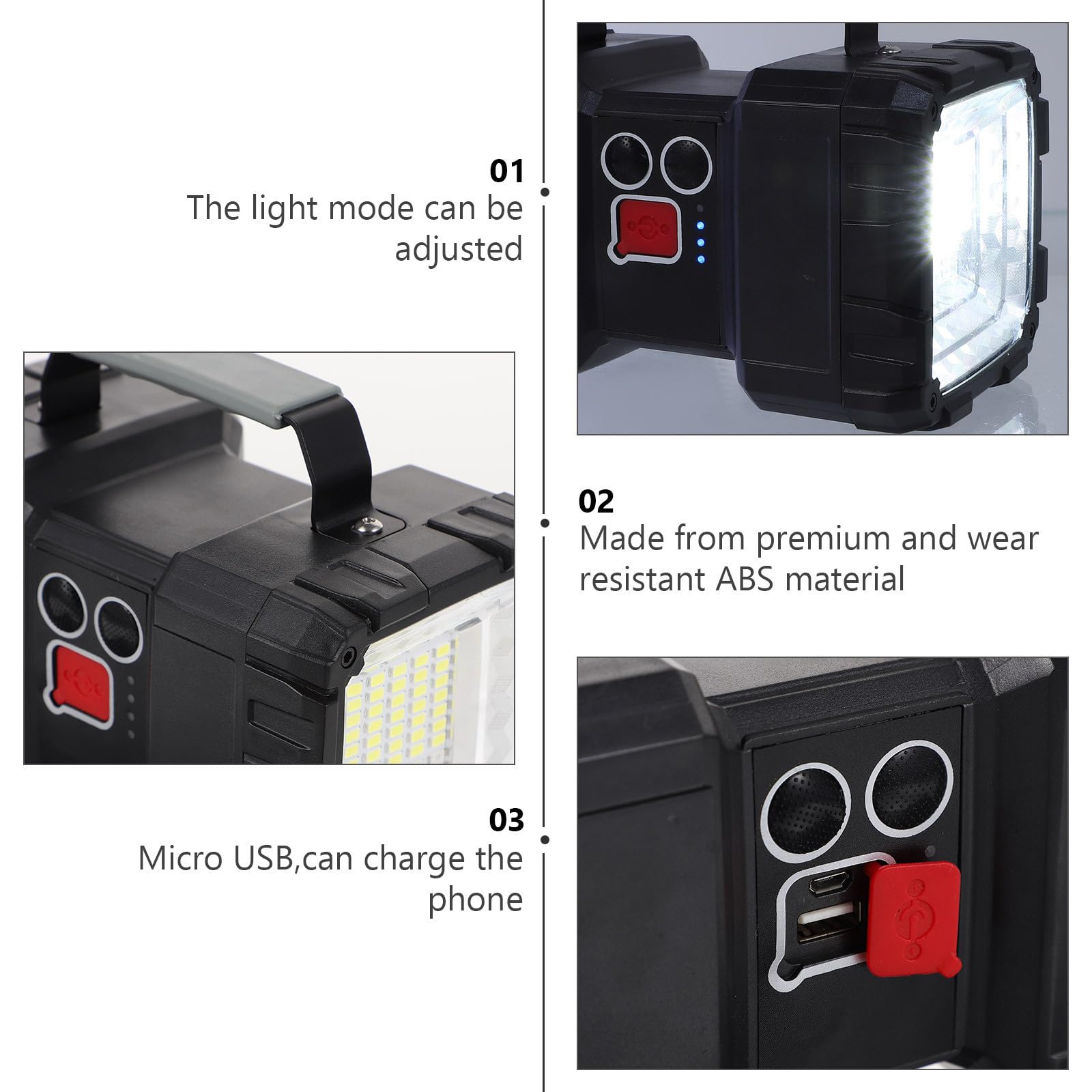 Torcia Ricaricabile Potente 50w L2+45smd Nero per Esterni | Ipx4, Formato Compatto Portatile, Spotlight 3 Livelli e Floodlight 4 Livelli
