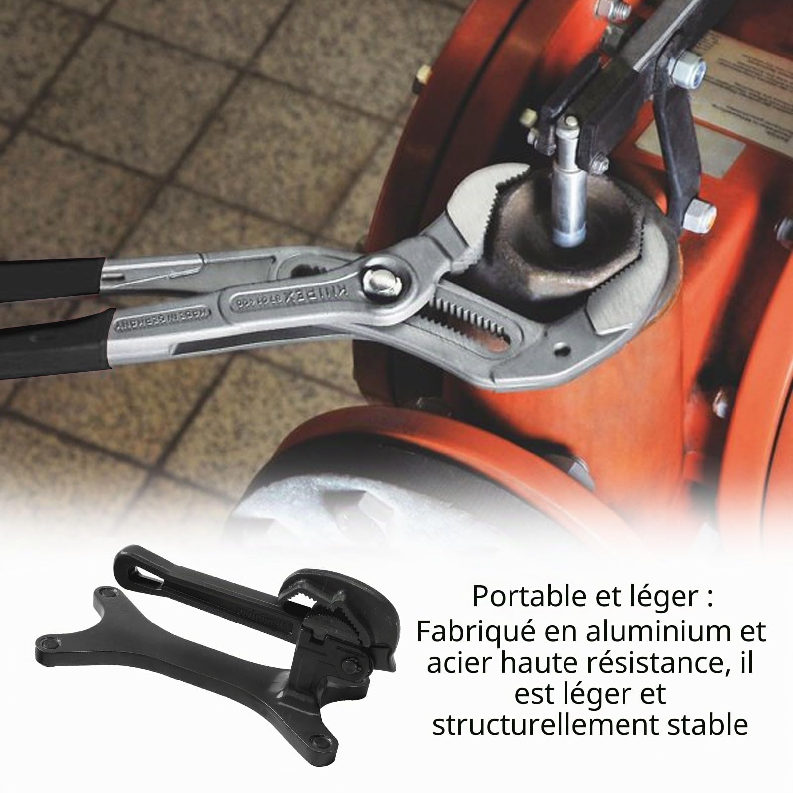 Étau portable - 0,3 à 3,8 cm - En aluminium - Réglage automatique de la force de serrage - Outil léger - Base solide pour l'entretien des valves dans les pièces - Noir