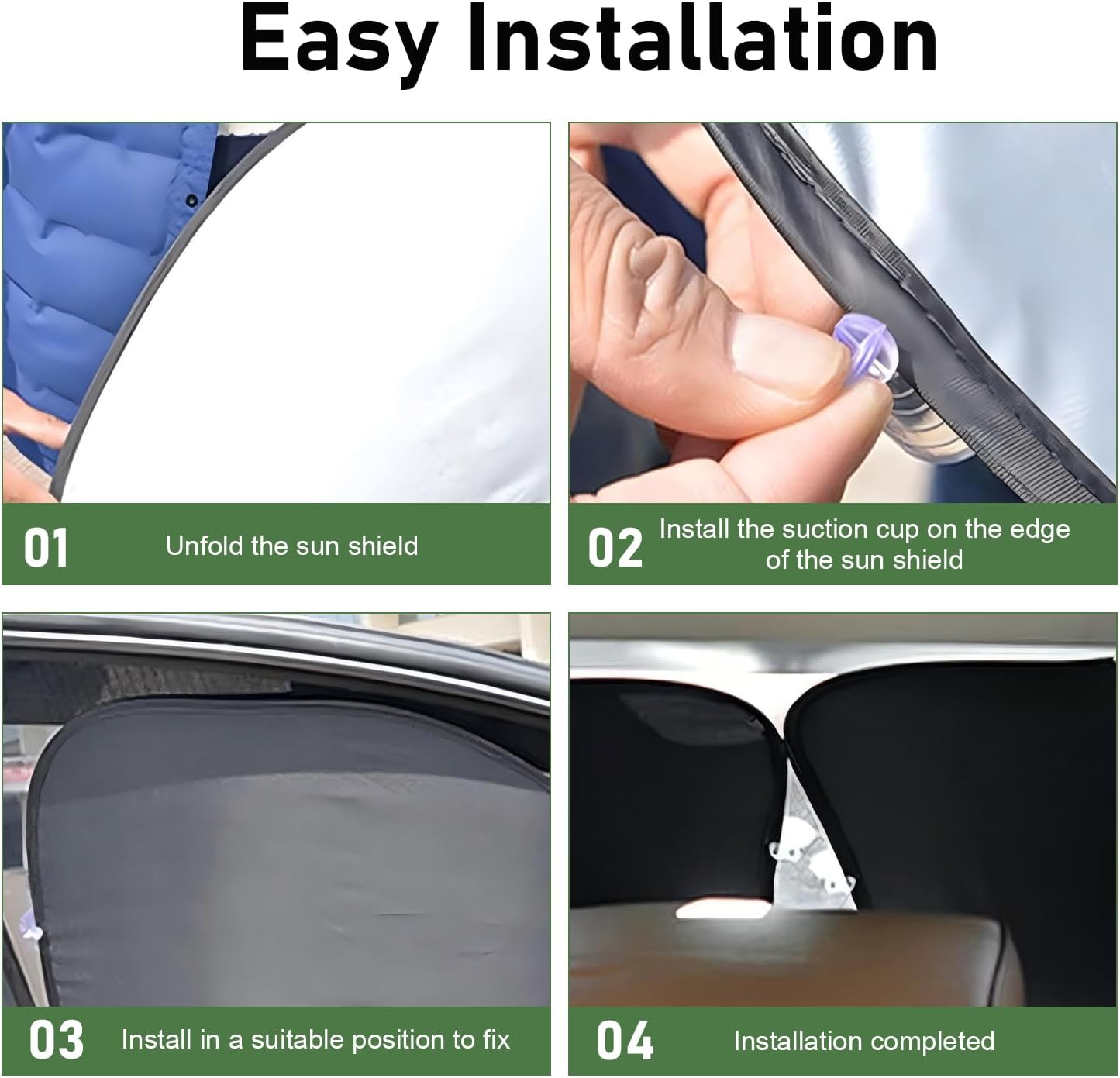 6 PCS Car Window Shade Set, Reflective Car Sun Shades Set, Multi-Panel Heat Rear & Side Window Blocking Kit, Universal Sun Visor Protector for Vehicles (Silver)