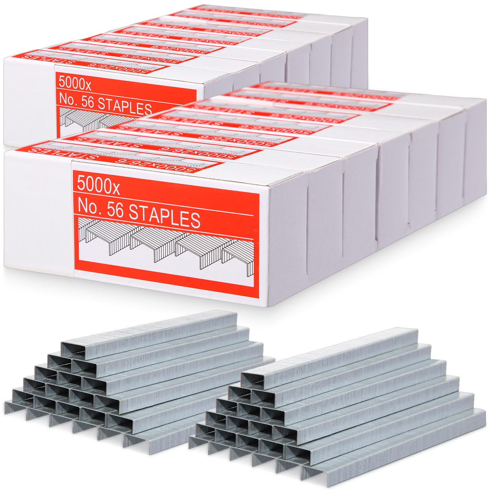 Dunzoom 100000 Standardklammern, 1/4 Zoll Büro-Standard-Heftklammern, 26/6, 5000 pro Box, 20 Stück, Büroklammern, staufreie Heftklammern, Lehrerbüro und Heimbüro, Standardklammern