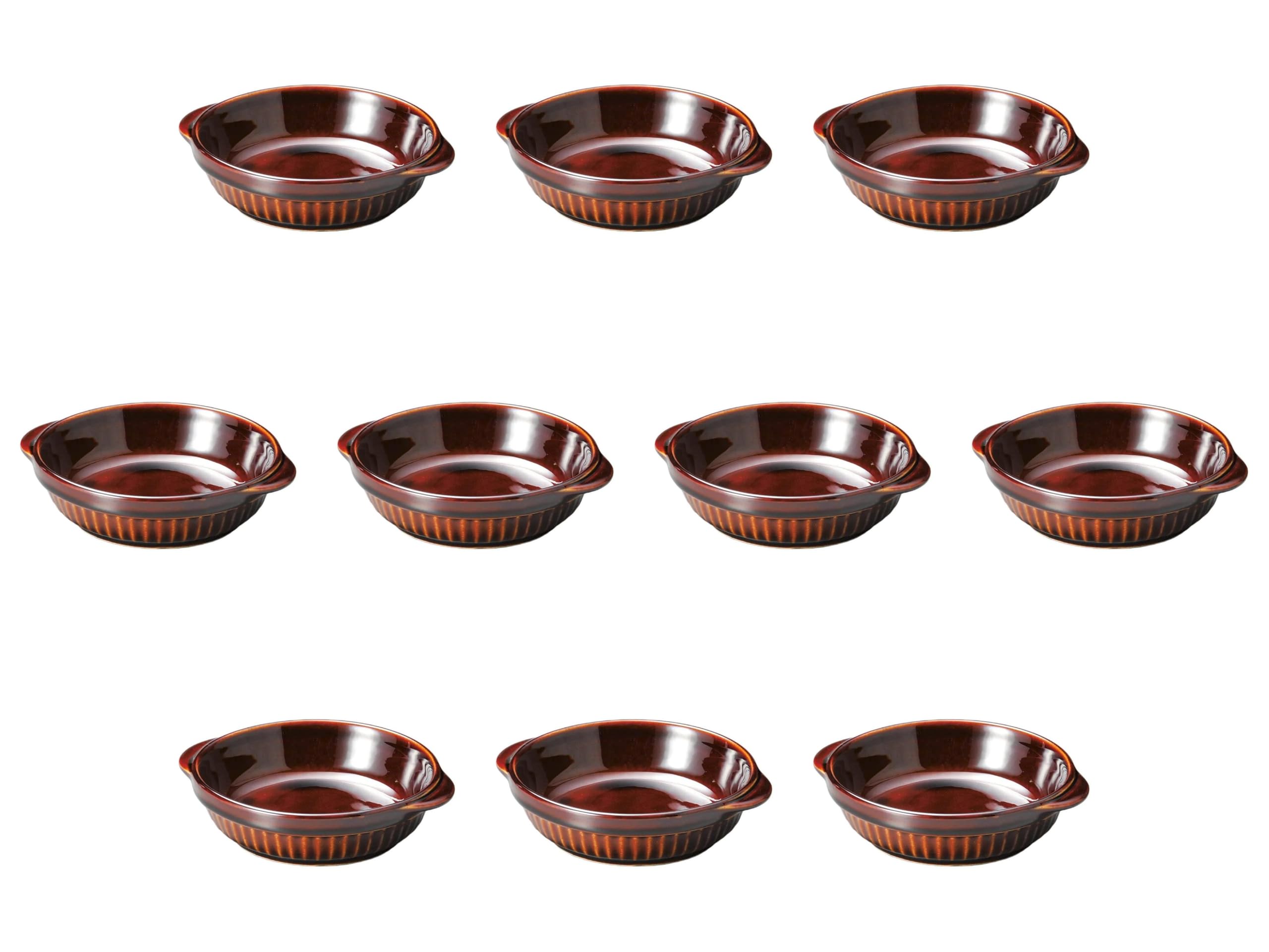 Set of 10, Amemaru Gratin Dish (7.1 x 6.1 x 1.8 x 1.8 inches (18 x 15.5 x 4.5 cm) | Setomonohonpo