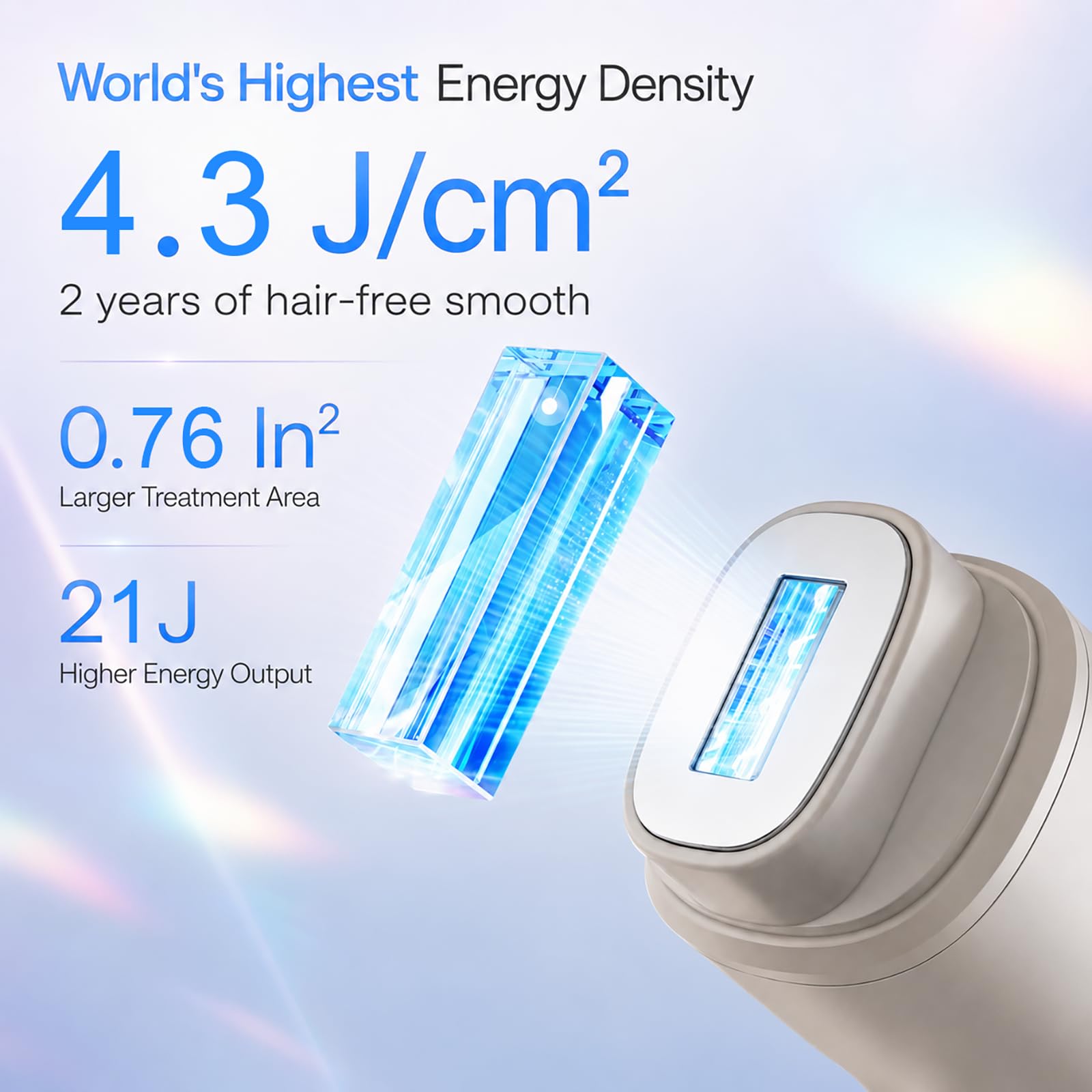 Depiladora IPL de Luz Pulsada con Refrigeración, 21 J, 9 Niveles, 3 en 1 con 2 cabezales magnéticos, modo automático y manual; para rostro, axilas, brazos, piernas e ingles | 3 en 1 con 2 cabezales magnéticos para cara, axilas, piernas y línea del bikini,