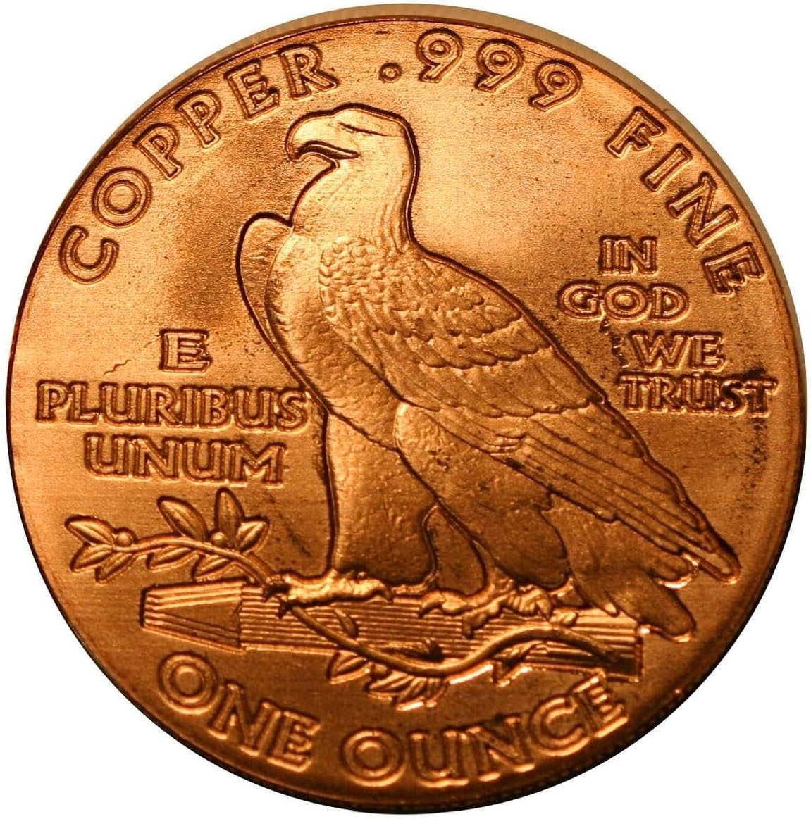 Incuse Indian Design 1 oz Pure .999 Copper Round Bullion Coin in Capsule - COA by Heavenly Metals - View 7