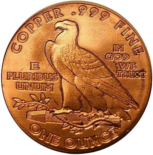 Miniatura 2 de Incuse Indian Design Moneda de lingote redondo de cobre 0.999 puro de 1 oz en cápsula - COA por Heavenly Metals