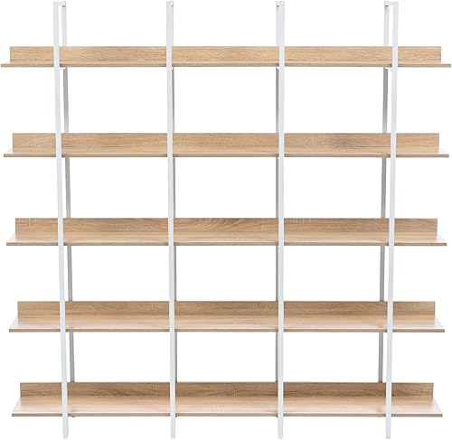 Miniatura 9 de CEMKAR Estantería abierta grande de 5 niveles y estantería retro de estilo industrial, estante de almacenamiento decorativo con panel trasero, marco