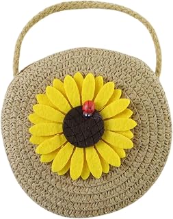 Oblivion Cute Mini Round Sunflower Crossbody Purse – Lightweight Straw Style Sling Bag for Women & Girls – Small 12x12cm T... Price In India