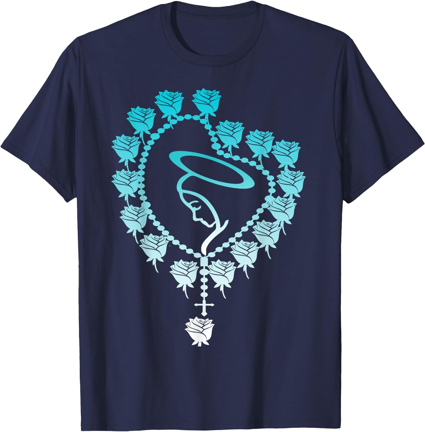 The Holy Rosary T-Shirt Virgin Mary Catholics. Heart Roses T-Shirt