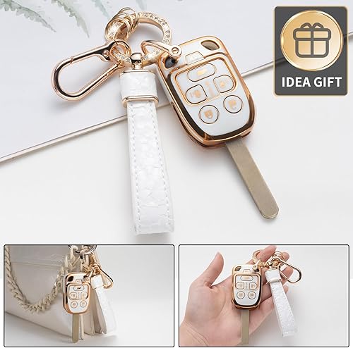 Miniatura 129 de Funda para llavero Cadillac con llavero Cadillac, funda compatible con Cadillac Escalade CTS SRX XT5 ATS CT6 5 botones Smart Key Protector Holder