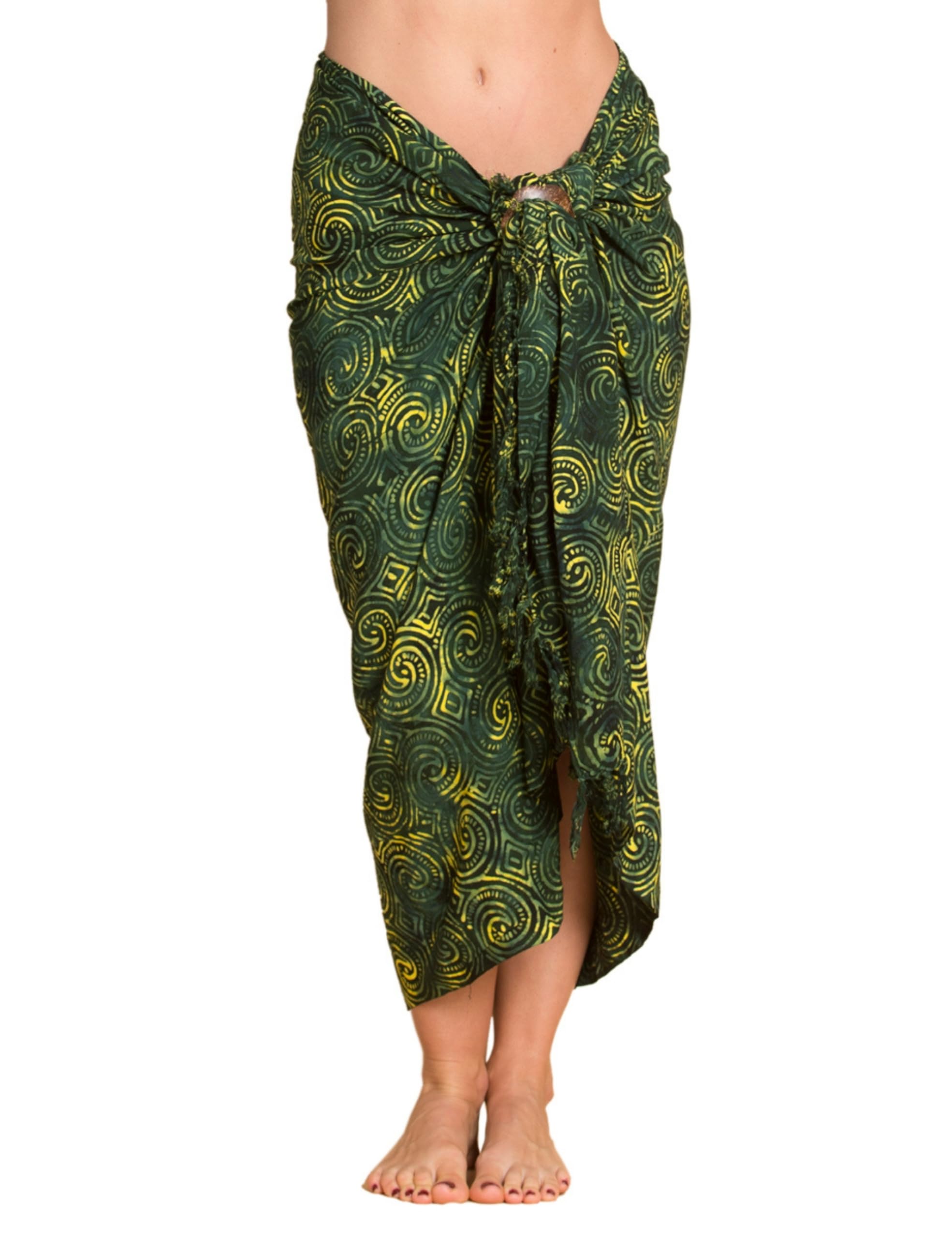 Panasiam Women's B004 Dark Green Tones Sarong L