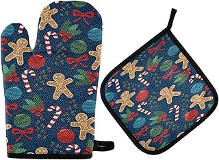 Rękawice kuchenne i uchwyty na garnki Boże Narodzenie piernikowa rękawica cukierkowa odporne na ciepło rękawice do piekarnika rękawice do mikrofalówki do grillowania, grillowania, gotowania