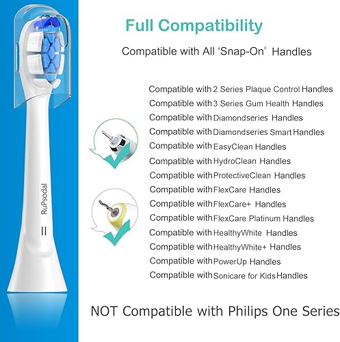 Miniatura 2 de Rupsodal Cabezal de cepillo de repuesto compatible con cepillo de dientes eléctrico Phillips Sonicare, paquete de 8 cabezales de repuesto eléctricos