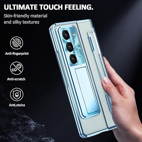 Vista 5 de Funda diseñada para Samsung Galaxy Z Fold 5 con soporte para S Pen y S Pen, soporte portátil y protector de pantalla frontal transparente Fold 5