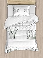 Vista 309 de Ambesonne Juego de funda de edredón de baloncesto, silueta de jugador de baloncesto, promoción de campeonato de competencia de atleta, juego de ropa