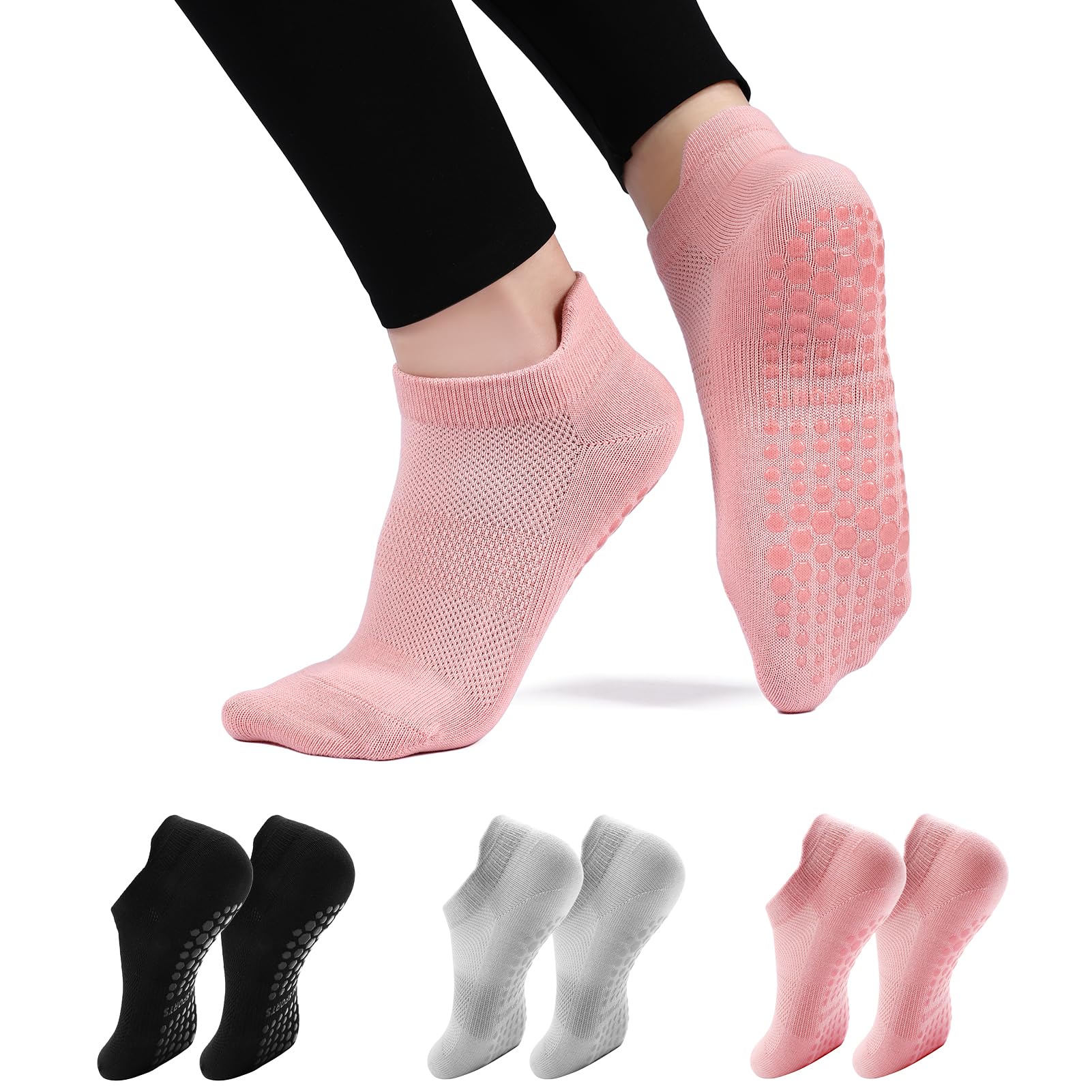 ZMBCYG 3 Pairs Reformer Pilates Socks Non Slip Yoga & Comfort Ballet Socks