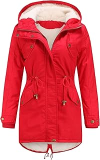 HOW'ON Women's Hooded Winter Coat Warm Fleeced Lined Long Jackets Thicken Parka Jacket
