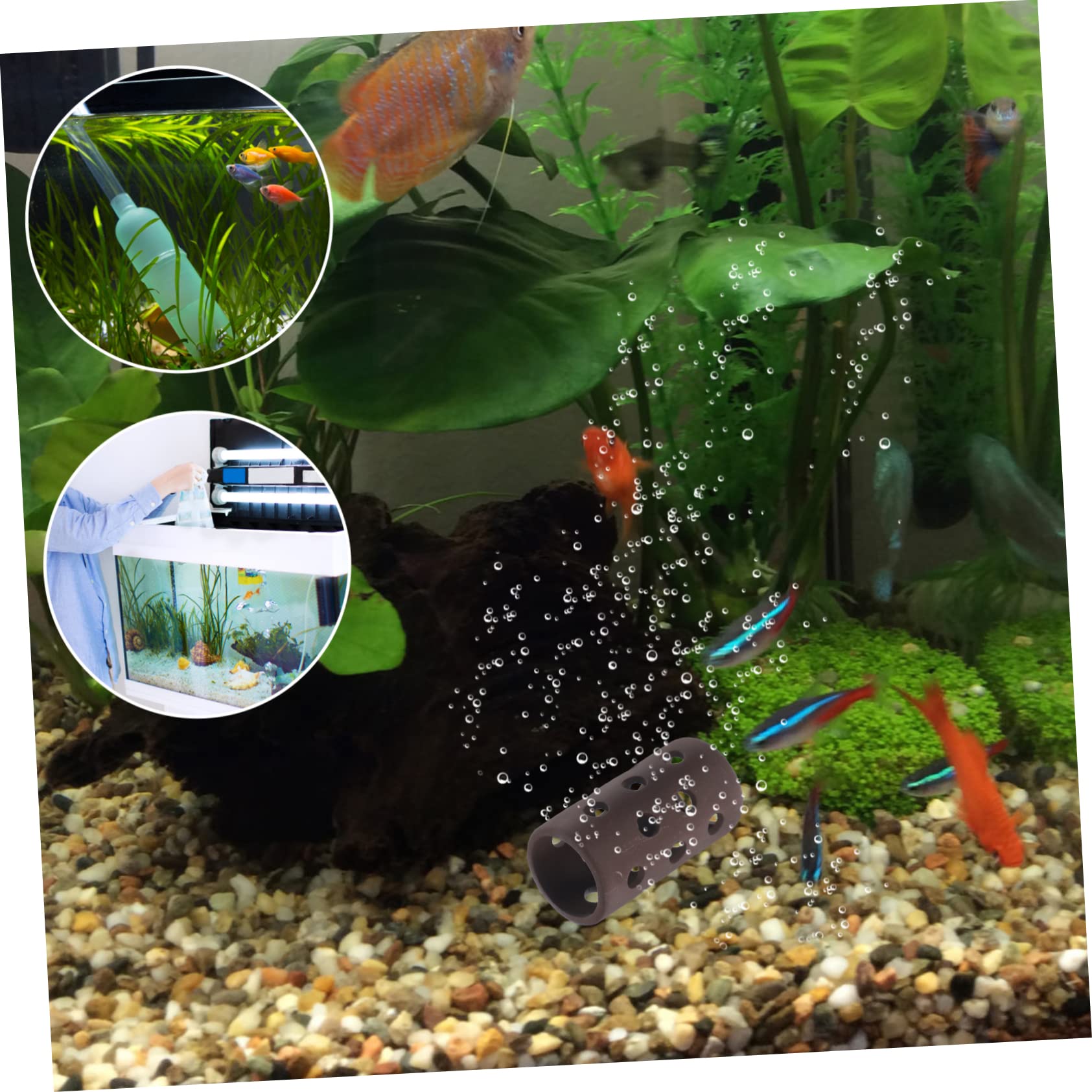 Sosoport 3 Sätze Fisch- Und Garnelenversteckhaus Teichpumpe Aquarienpflanzen Fisch Garnelen Versteck Schwimmende Fischdekorationen Aquarium Luftpumpe Kanister Keramik 2 Stück * 3