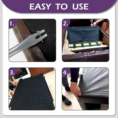 Miniatura 4 de Swpeet 5 piezas de tapicería de tela negra de 60 pulgadas x 3 yardas, repuesto de tela y levantador de tachuelas, extractor de uñas con kit de