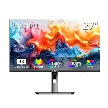 Amazon.com: CUNPU 27 Inch 4K 70Hz Monitor, UHD (3840 * 2160