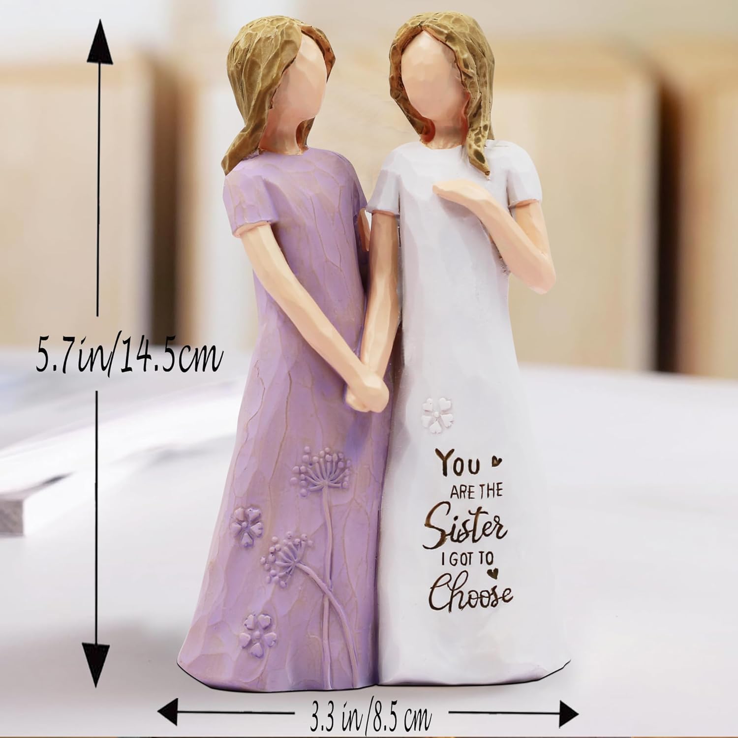 BORLESTA Friend Gifts for Women - Gifts for Friends Women, Friendship Gift for Women, Sister Gifts, Friend, Sister Birthday Gift, Bestie Gift for Women - Friend Hand-Painted Figure (Purple) - Image 3