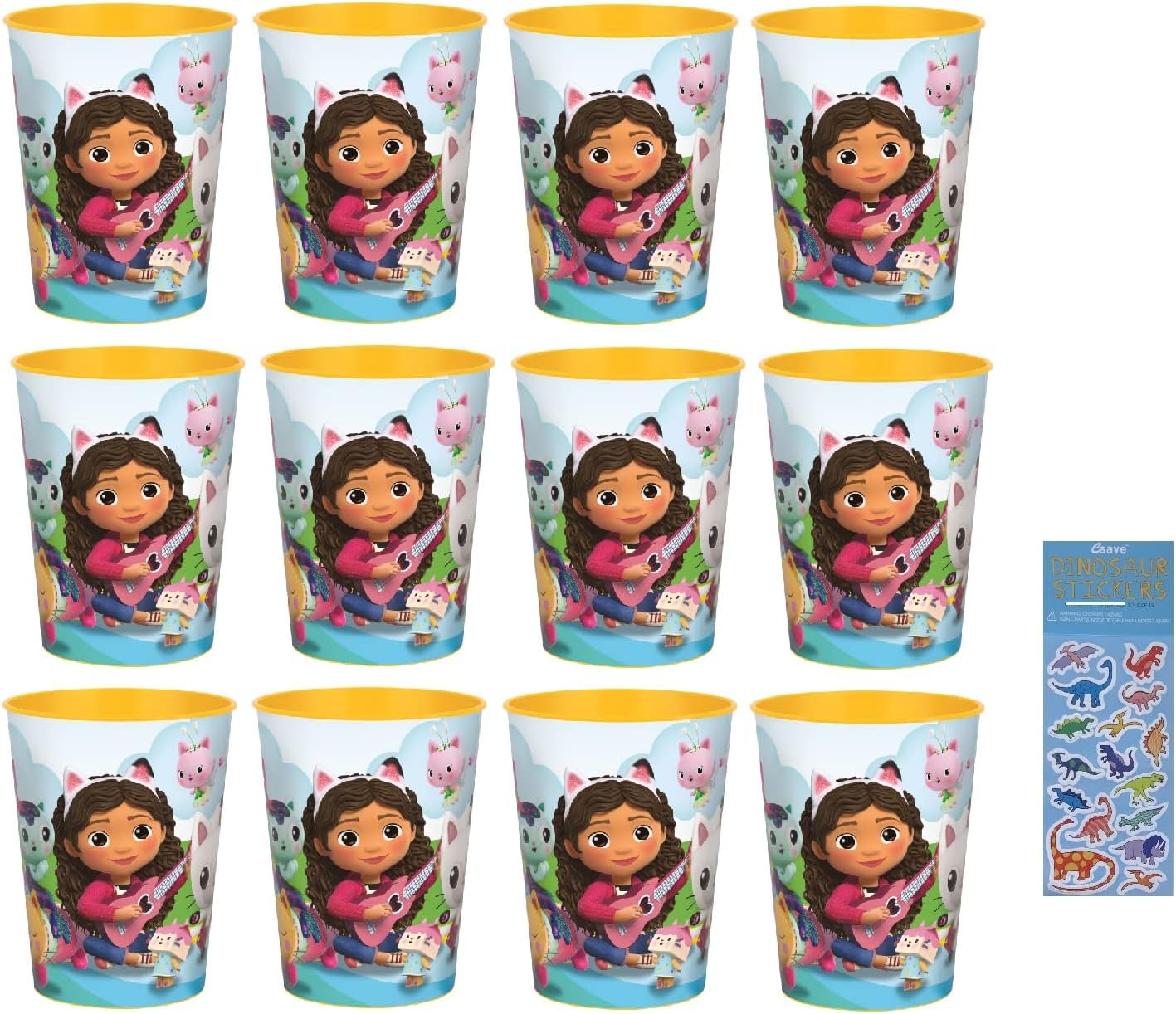 Unique Gabbys Dollhouse Birthday Party Supplies Bundle Pack includes Reusable Plastic Cups - 12 Count