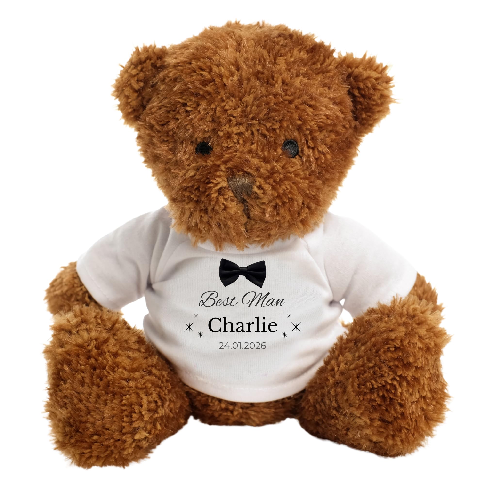 Dotty Moo Personalised Best Man Teddy Bear Gift, Custom Name Wedding Keepsake, Thank You Present for Best Man, Soft Plush Bear
