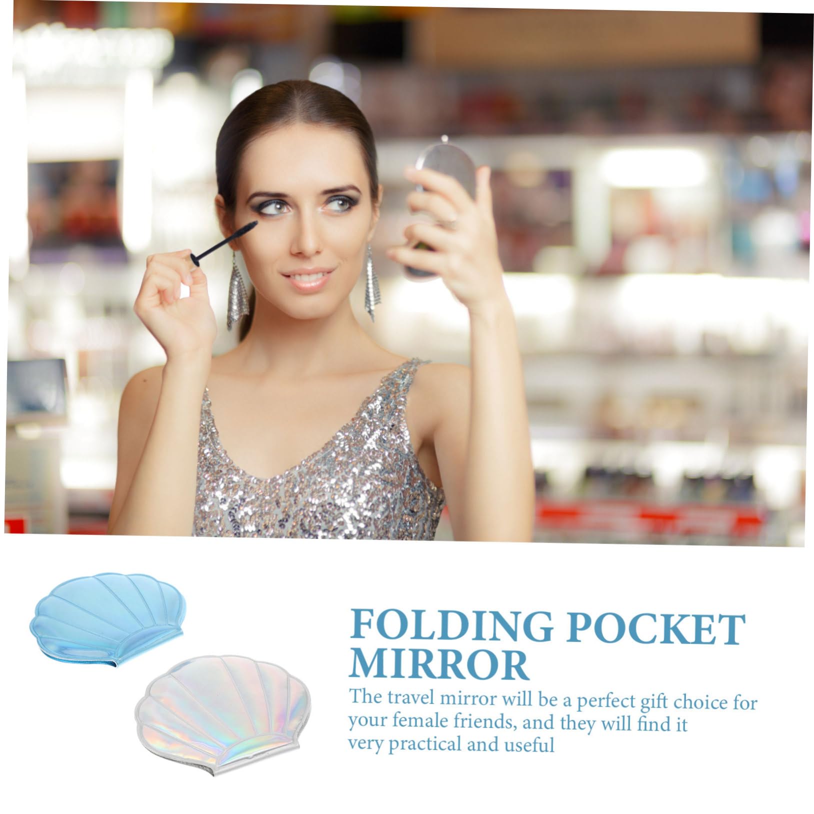 Healeved 8piezas Espejo Compacto Portátil Doble Cara De Espejo De Viaje para Maquillaje Diseño Forma De Concha para Mujeres y Niñas y Ligero y Práctico para Bolso