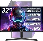 XUNDEFINED 32 Inch 4K Gaming Monitor, Dual Mode 4K@144Hz / FHD@288Hz, Fast IPS 1ms GtG, 126% sRGB, HDR, FreeSync, PIP/PBP, Tilt & Swivel & Height Adjustable, Built-in Speakers, HDMI 2.1&DP 1.4