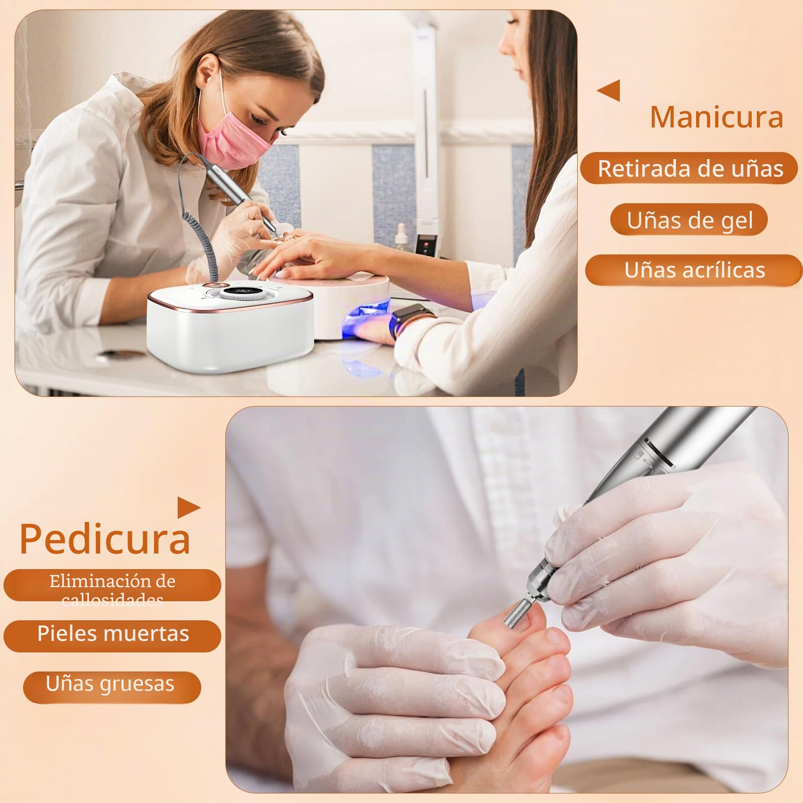 Torno para Uñas Profesional 35000 RPM: Torno para Uñas Eléctrica 13 en 1 Con BateríA de 4000 Mah – Limas de Uñas Profesionales para Manicura y Pedicura