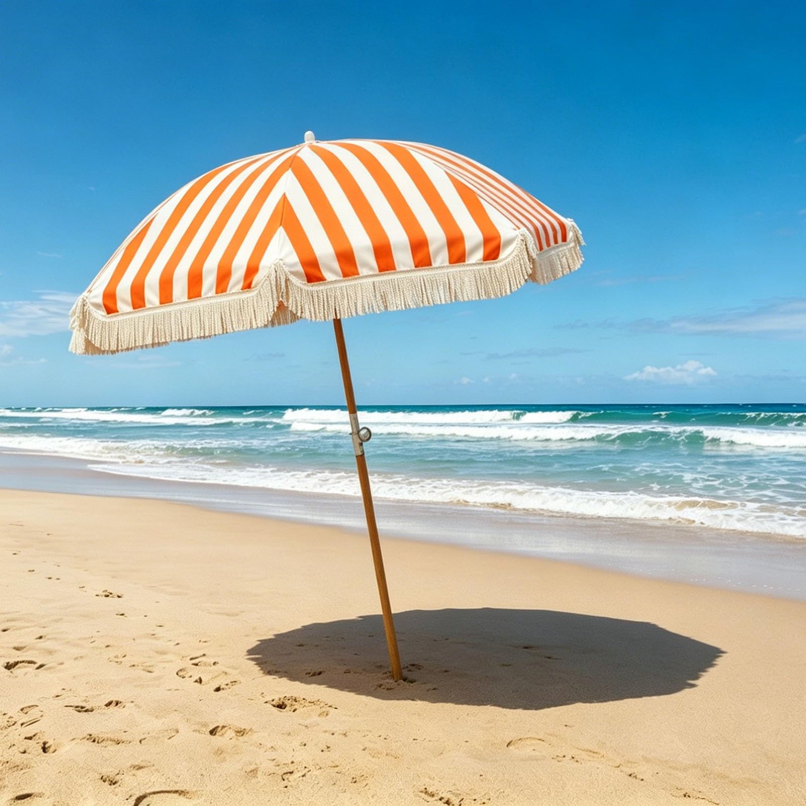 Sombrilla de Jardín con Flecos y Inclinable, 240 cm Sombrilla de Playa Boho Portátil e Impermeable para Terraza o junto a la Piscina