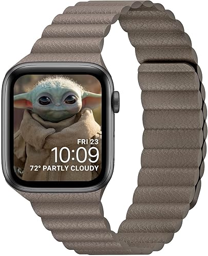 Compatible con Apple Watch Band 1.732pulgadas, 1.654pulgadas, 1.575pulgadas, 1.496pulgadas. Correa de piel ajustable mejorada con sistema de cierre