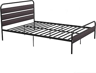 zcyg Struttura Letto Giroletto Rete Letto Letto Singolo 140 X 200 Cm con Telaio con Letto in Metallo per Adulti Adolescenti per Bambini con Testiera in Legno E Poggiapiedi Facili da Montare - Nero