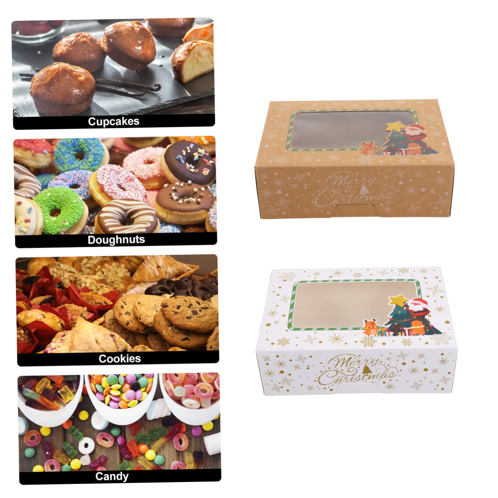 12 Stück Teiliges Weihnachtskuchenboxen aus Stabilem Karton mit Festlichem Muster Große Dessertverpackungen Sicherer Transport und Aufbewahrung für Kuchen für Feiern Bäckerei und