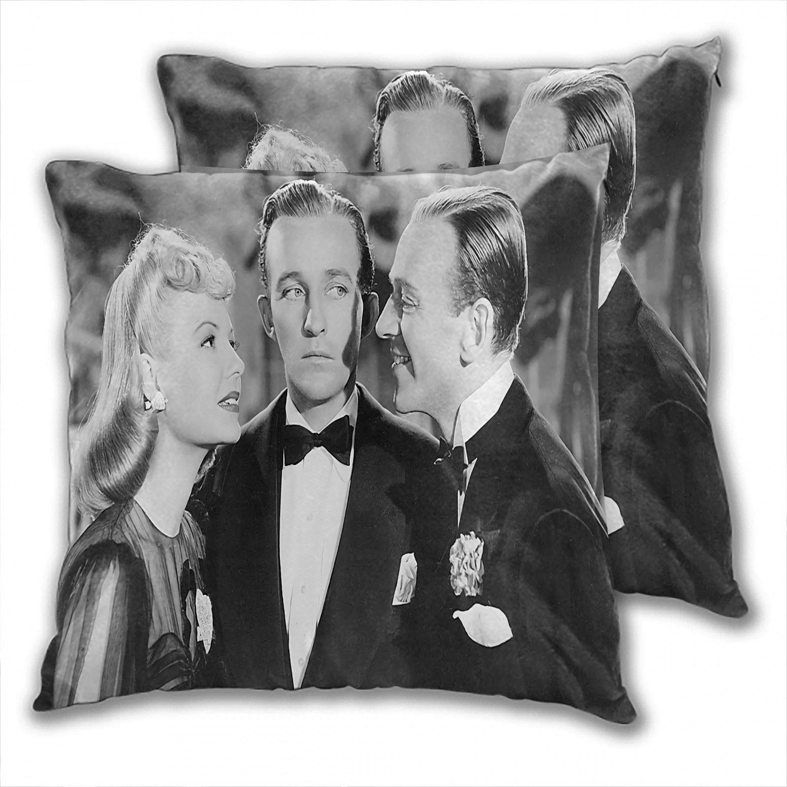 Decorative Throw Pillow Covers Holiday Inn 1942 Christmas Bing Crosby Linda Ted Black and White poster Home Decor Car Living Room 18x18inch(45x45cm) Set of 2