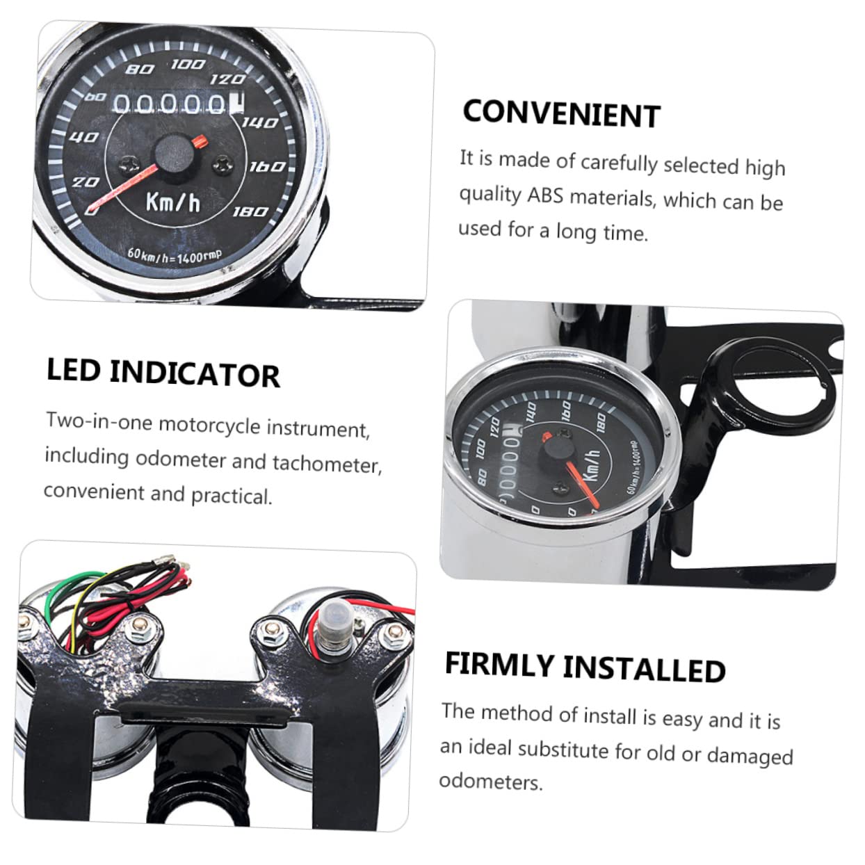 HEALLILY 12v Motorcycle Speedometer Odometer Led Display Gauge Installation for Accurate Mileage and Speed Monitoring