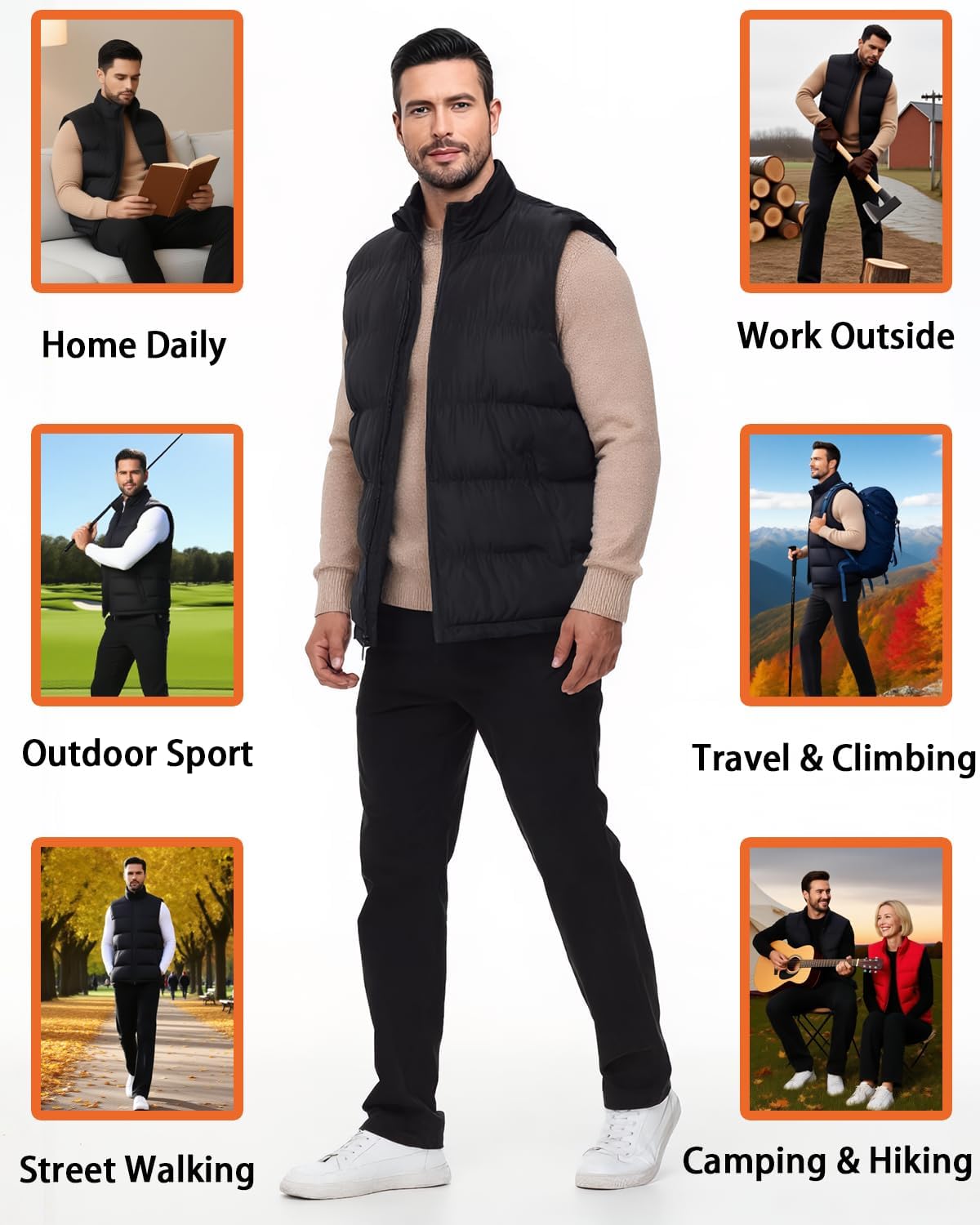 JIHUILAI Men's Puffer Vest Winter Jacket Warm Puffy Vests Men Outdoor Sleeveless Lightweight Water-Resistant Vest M To 5XL - Image 3