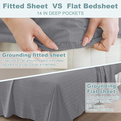 Miniatura 3 de Grounding Sheets King - Sábana bajera ajustable de 76 x 80 x 15 pulgadas, 10% fibra plateada pura, sábanas bajeras para mejorar el sueño y el