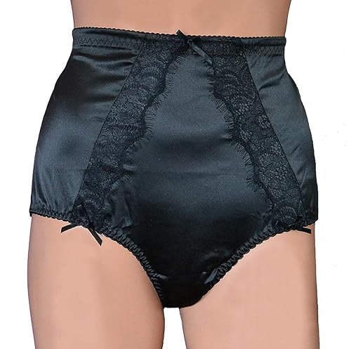 High Waist Satin and Lace Knickers Panties Vintage Style in