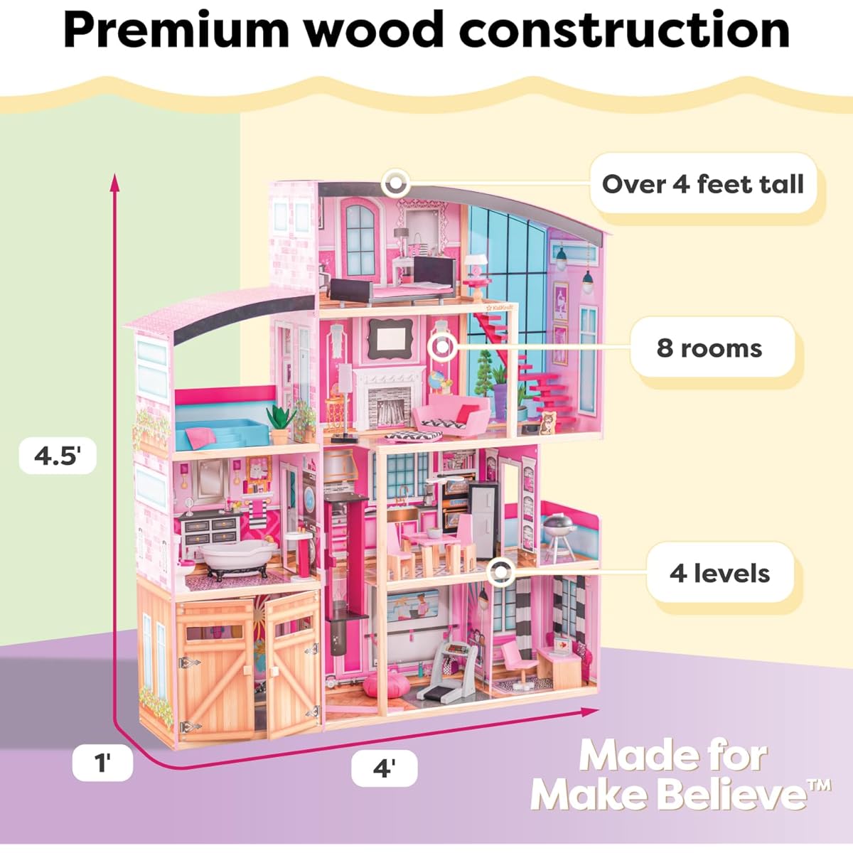 $33/mo Finance KidKraft Wooden Dollhouse Shimmer Mansion for 12