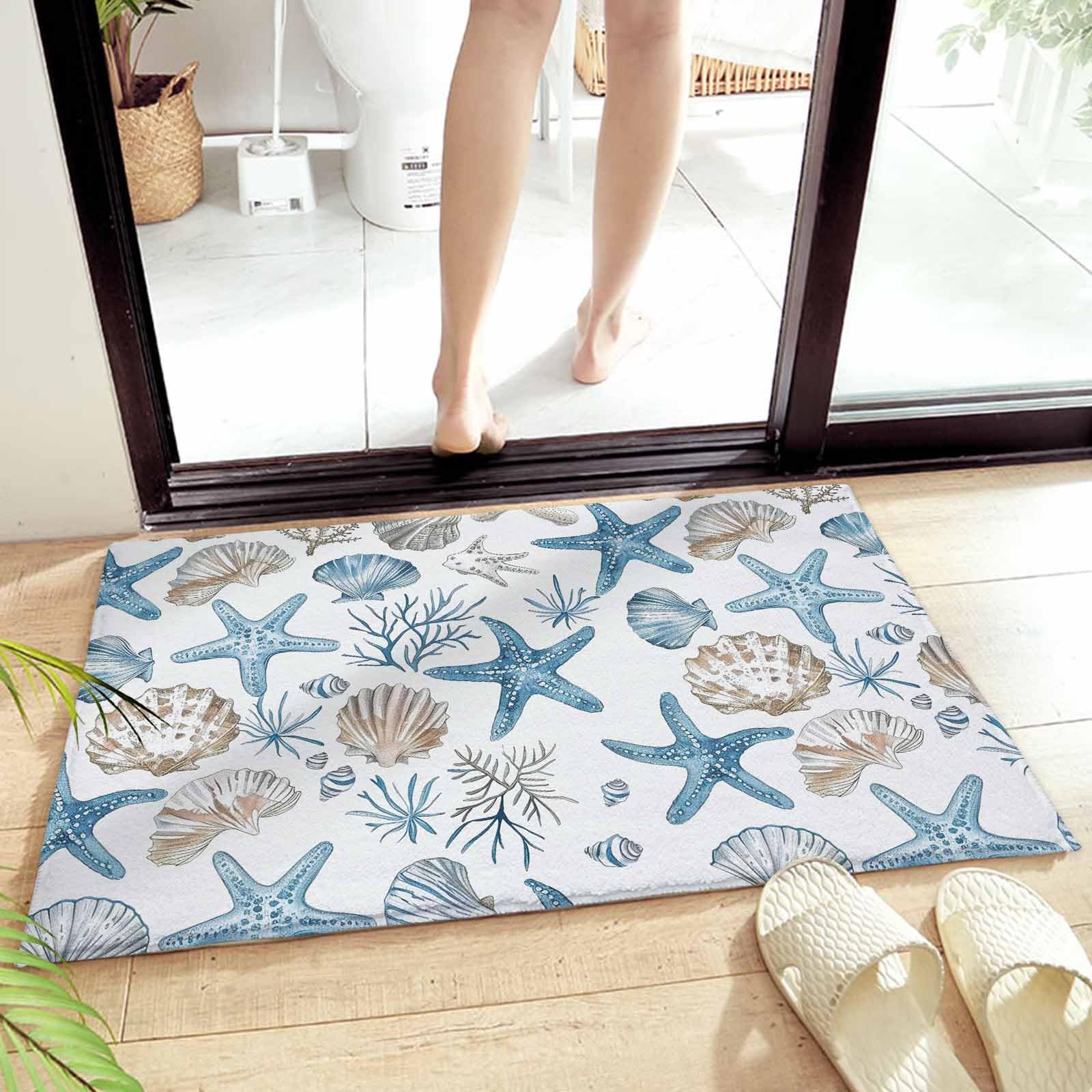 Amazon.com: YOKOU Bathroom Rug Bath Mat, Summer Coastal Starfish