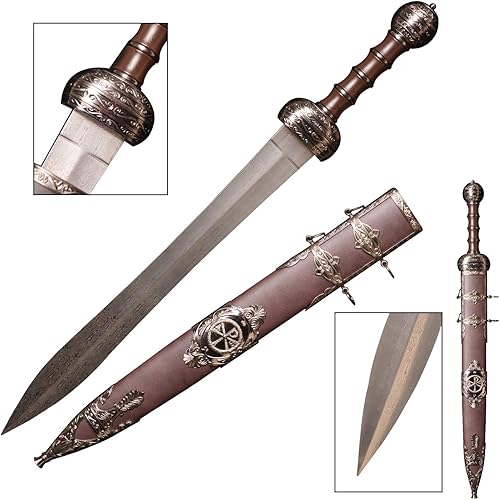 Sword fort Espada de acero al carbono Gladius Roman Legion de metal real, aproximadamente 31.5 pulgadas, espada armada clásica medieval de caballero