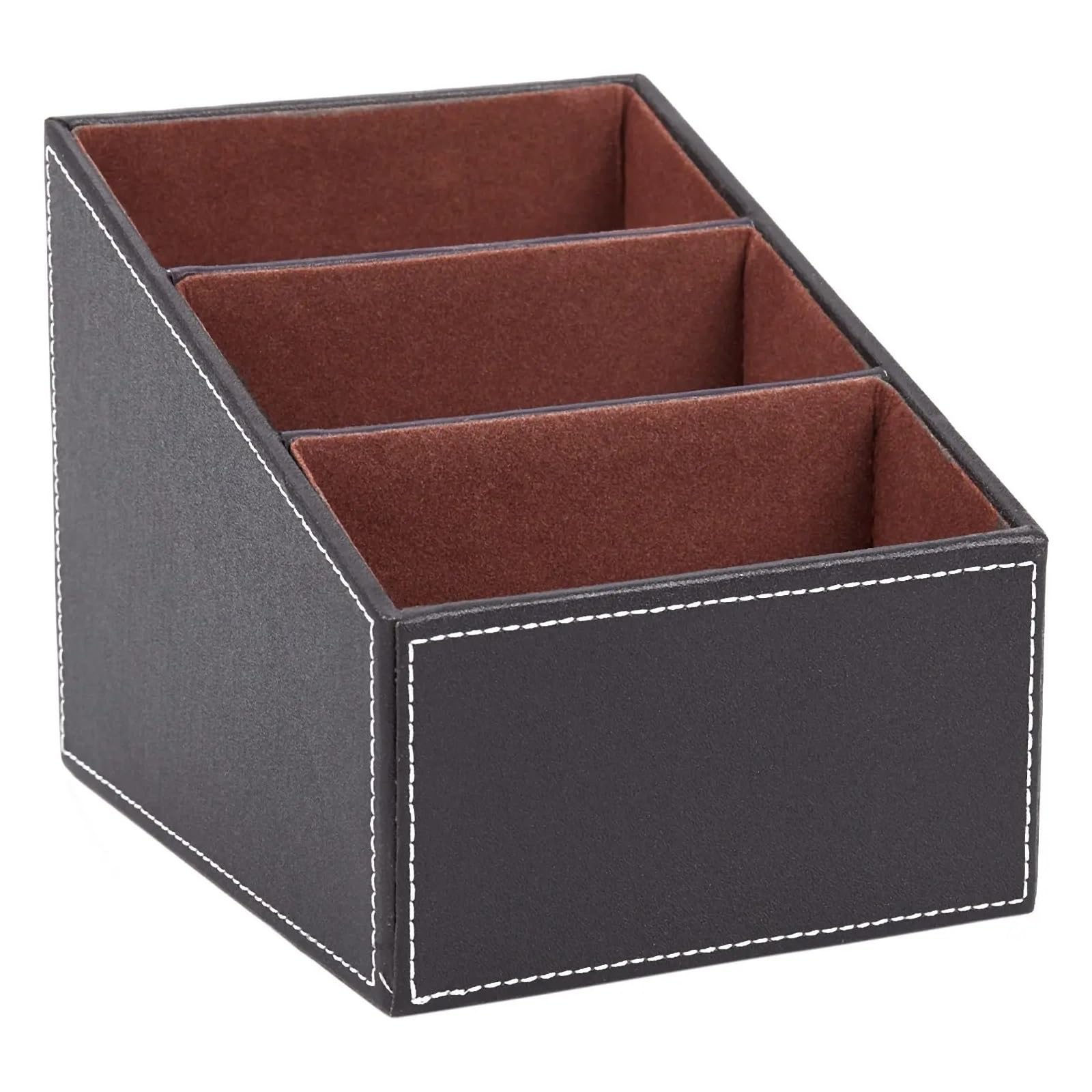 Boîte de rangement bureau 1 pièces en cuir PU télécommande CD organisateur téléphone boîte (marron) Pour Tv