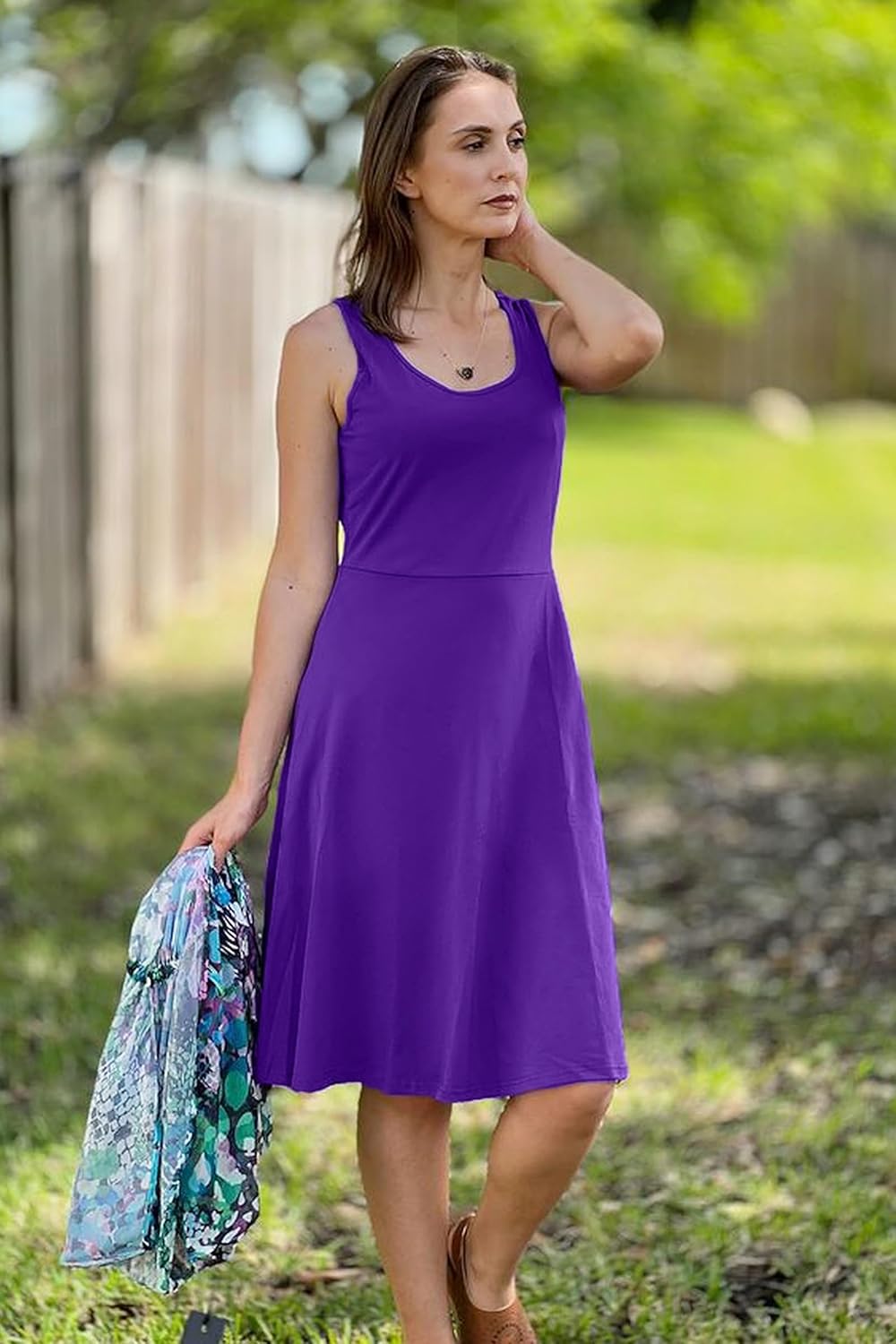 STYLEWORD Women's 2026 Summer Dress Casual Sleeveless Scoop Neck A-Line Tank Midi Sundress - Image 6