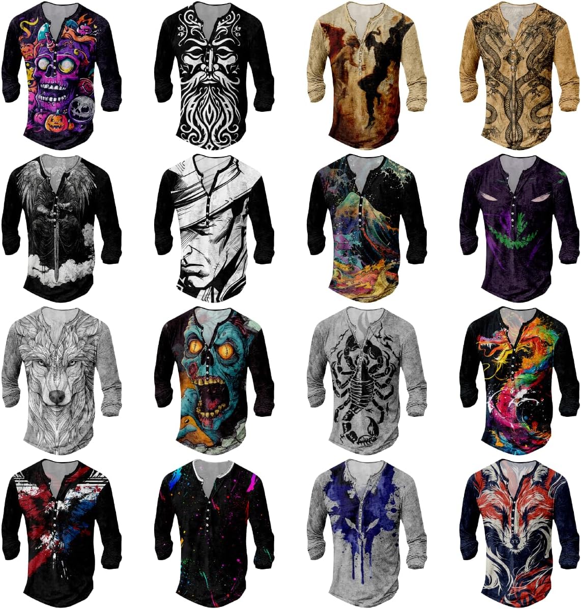 MARSVOVO Mens Graphic T-Shirts Trendy Comfy Casual Shirts Henley V Neck Fit Muscle Collarless Gym Athletic Tee Shirts - Image 3