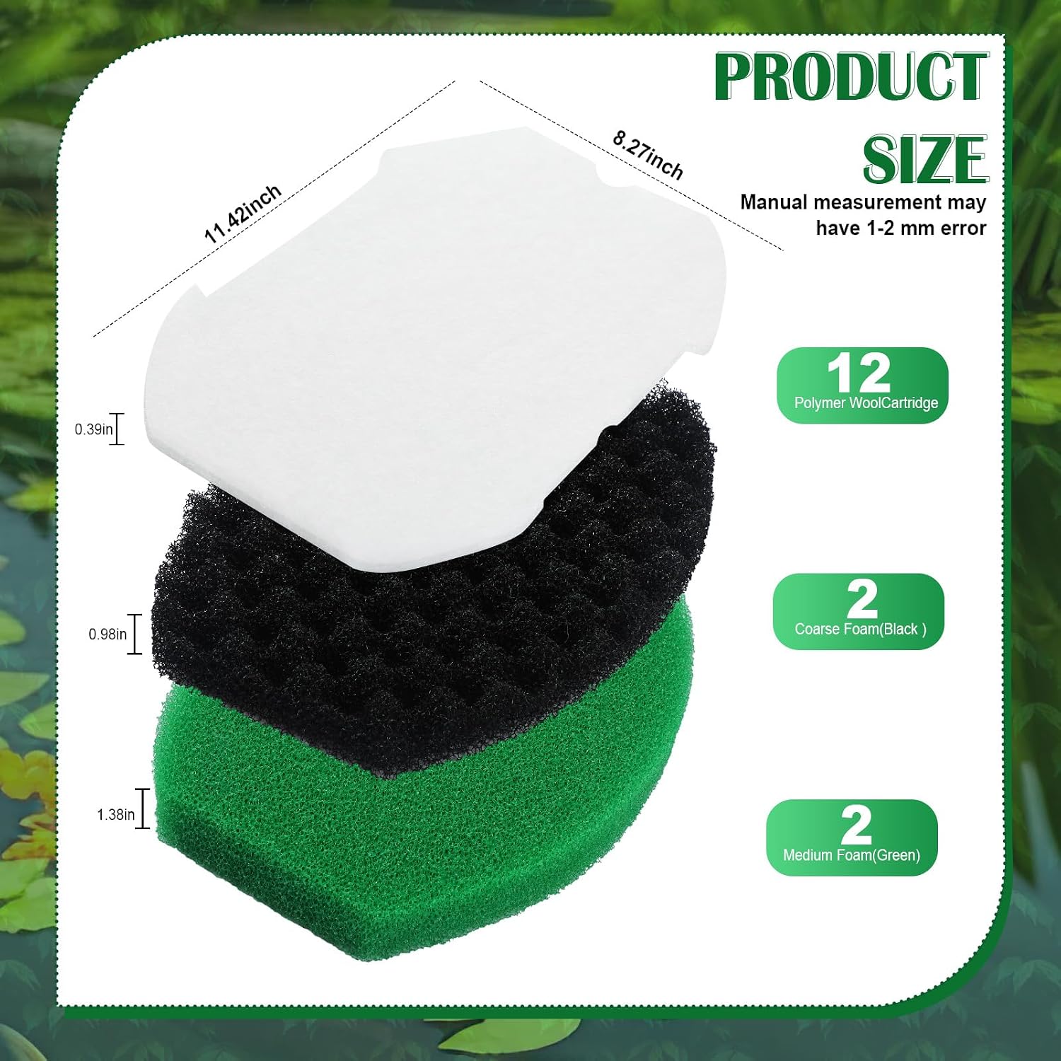 Nuanchu 2 Set Pond Filter Kits Foam Replacement Set Polymer Wool Filter Pads Fits Inpond 5-in-1 600-gallon and Inpond 6-in-1 900-gallon for Outdoor Fish Pond Maintenance