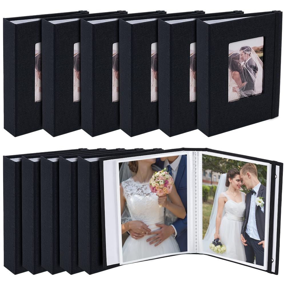 Album photo 11x15.6cm en lin noir pour ranger 52 cartes postales