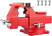 Vista 16 de UPG - Tornillo de banco mejorado de 5 pulgadas con tornillo de banco de hierro dúctil, tornillo de banco multiusos de 360° con yunque y pasadores