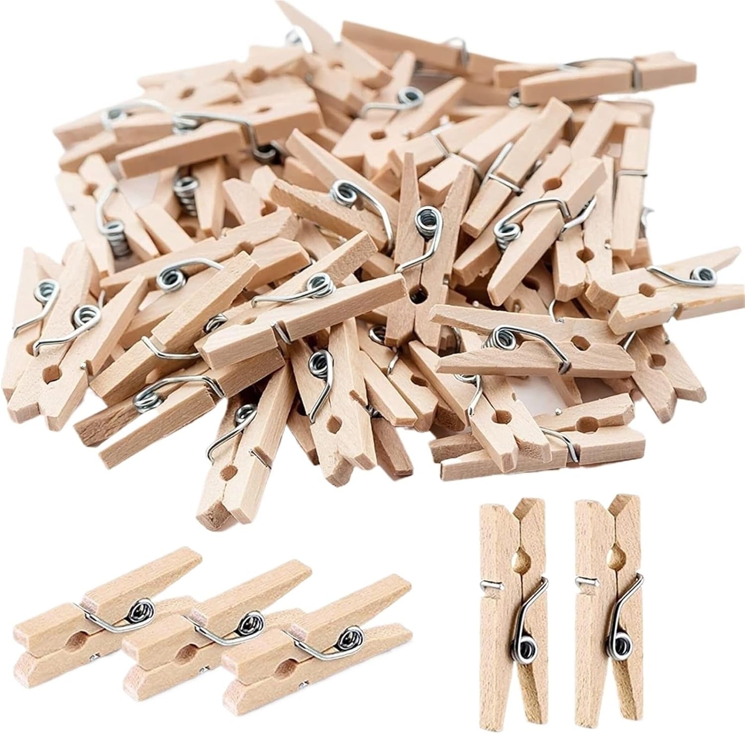 Clothes Pins Natural Mini Size Wooden Clips Clothes Photo Clips Paper Clips Wood Craft Clamp 25mm,35mm,45 mm Length for Photo Wall and DIY Craft(25mm 500pcs)