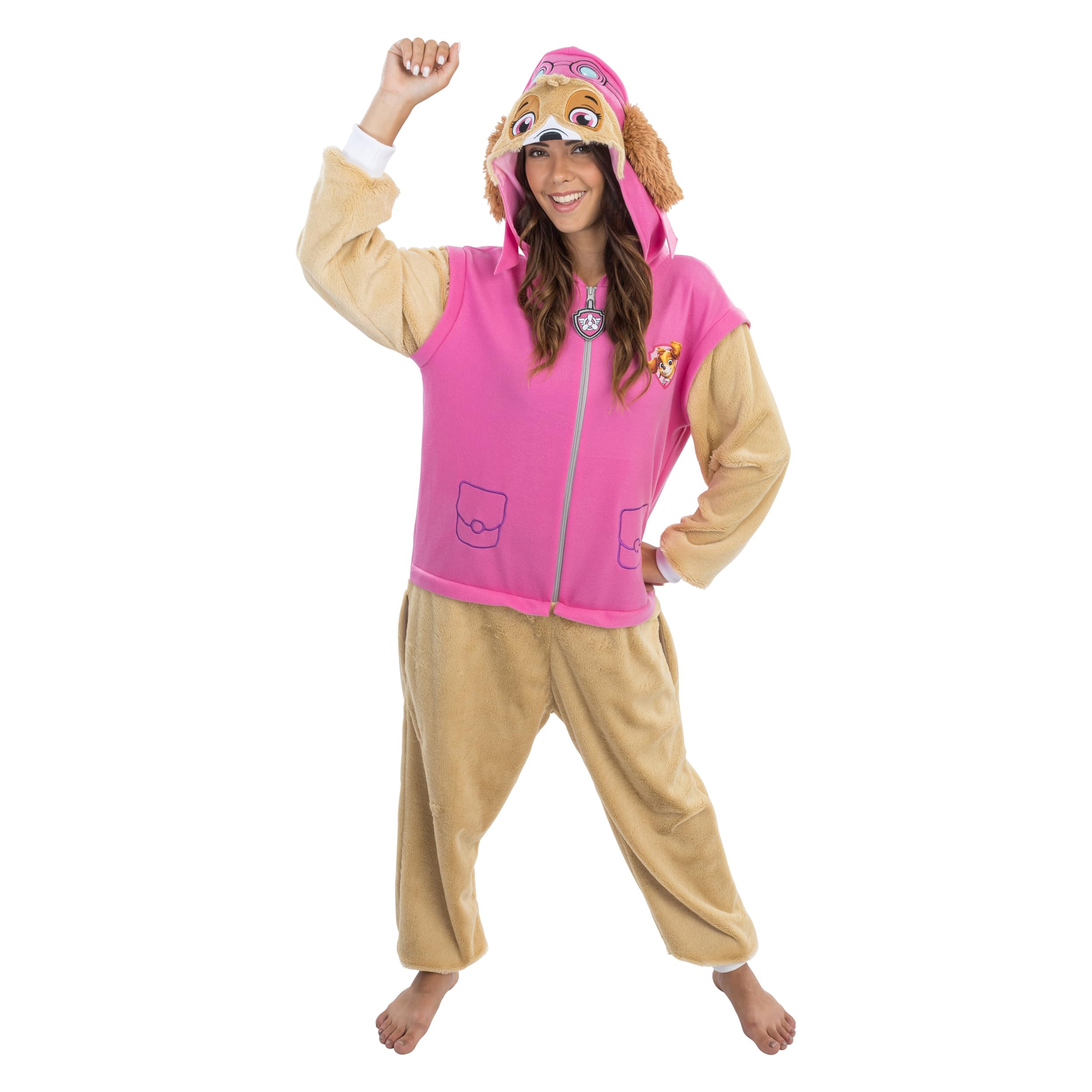 Chaks - Tuta Skye per adulti, tuta ufficiale Paw Patrol con cappuccio, outfit morbido per il carnevale e la vita quotidiana