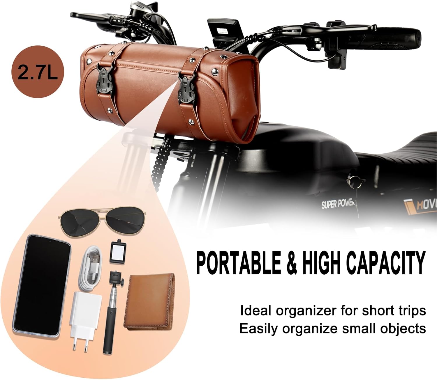 Besintu Movcan Electric Bike Rack Bag, Waterproof Bike Rear Rack Bag Bicycle Trunk Bag, Leather Wear-Resistant, Hanging Bag for Electric Bicycles, Motorcycles, Mountain Bike