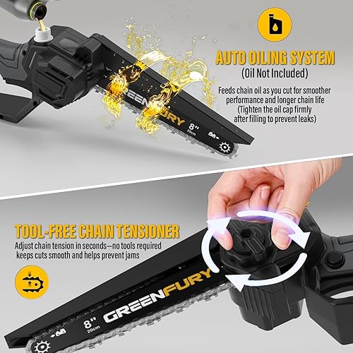 Miniatura 6 de Sierra de poste inalámbrica 2 en 1, 8 pulgadas, sin escobillas, mini motosierra compatible con batería Dewalt de 20 V Max (solo herramienta), poste